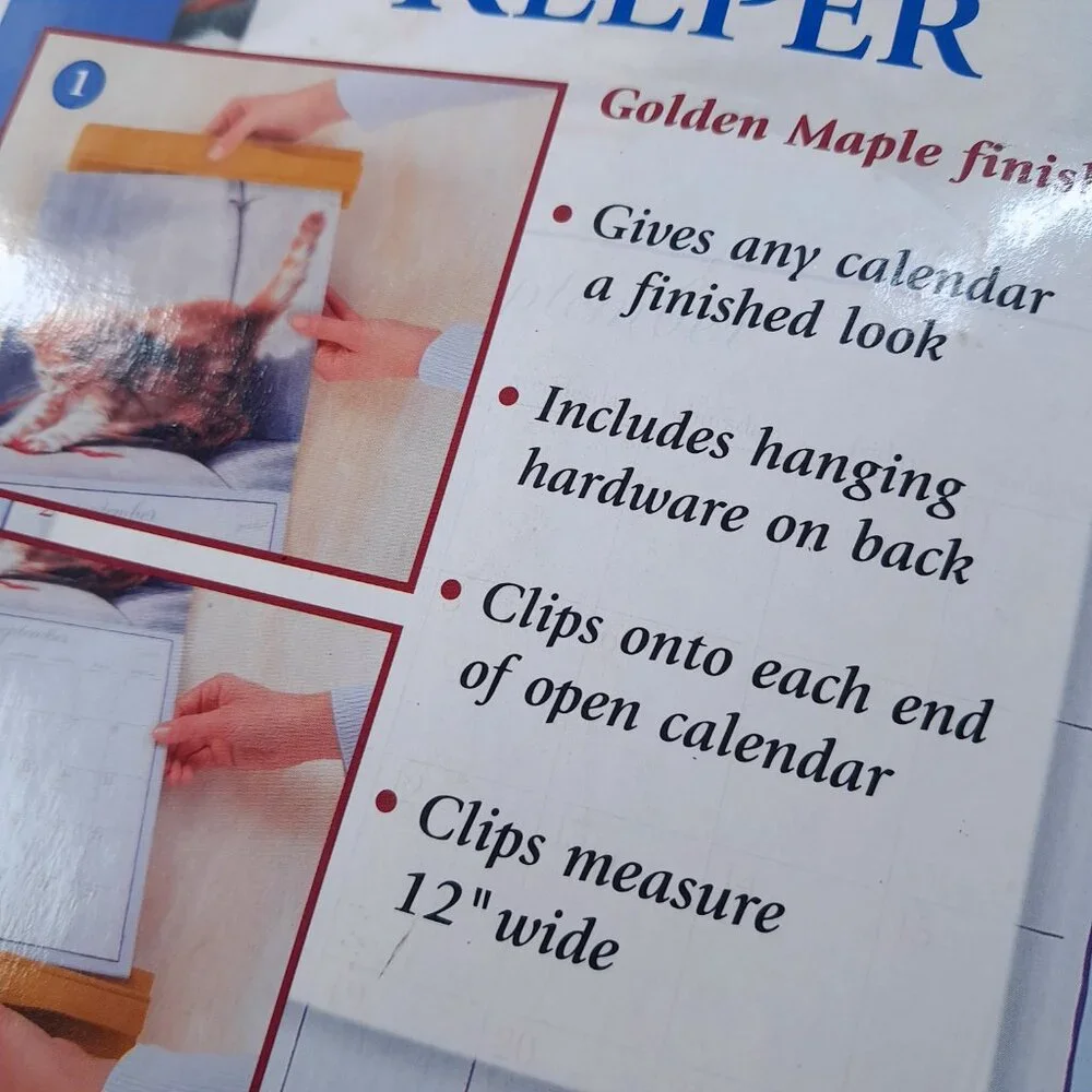 NEW CALENDAR KEEPER Walnut Creek Stationary wall‎ clip hang golden maple vintage
